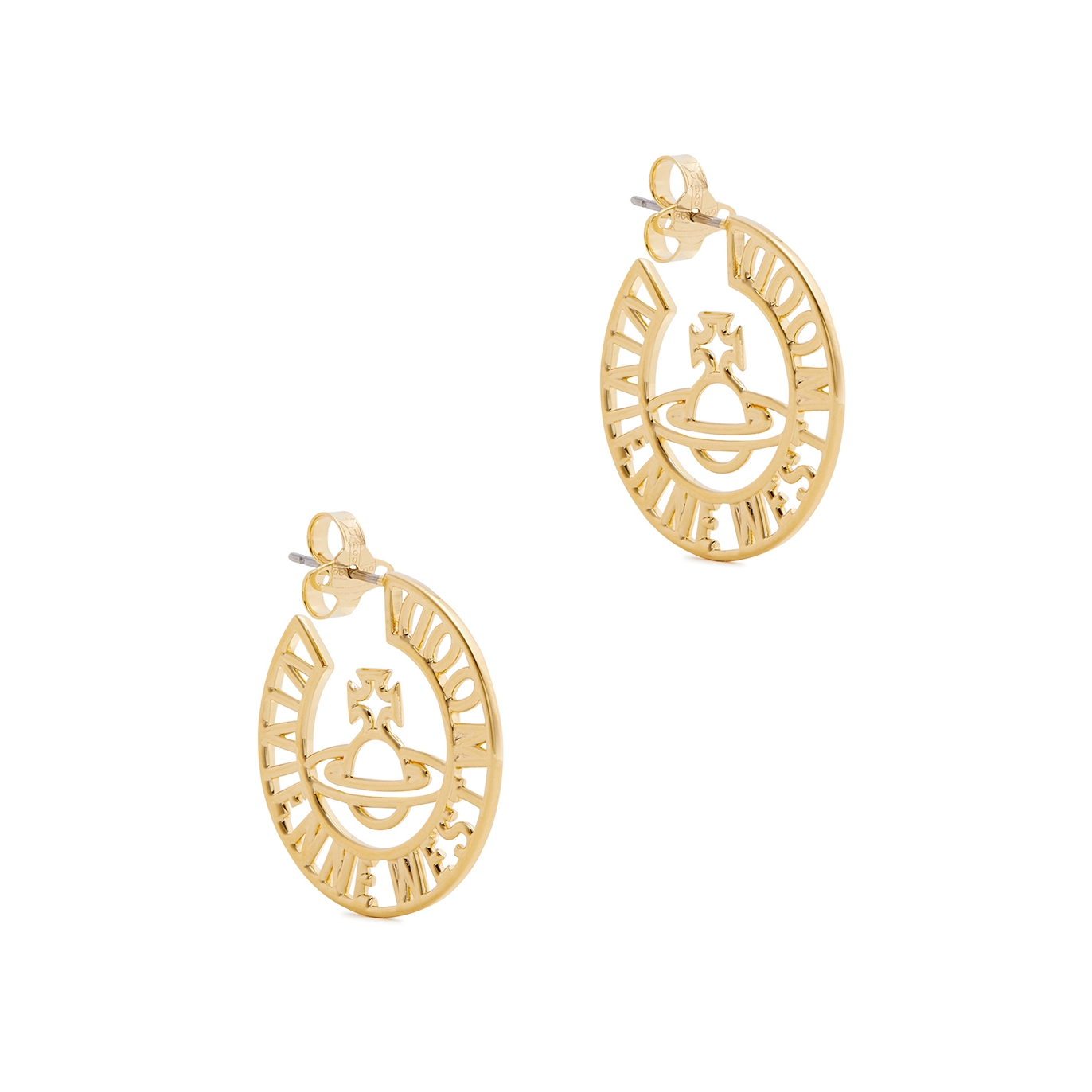 Vivienne Westwood Selma Logo Hoop Earrings In Gold