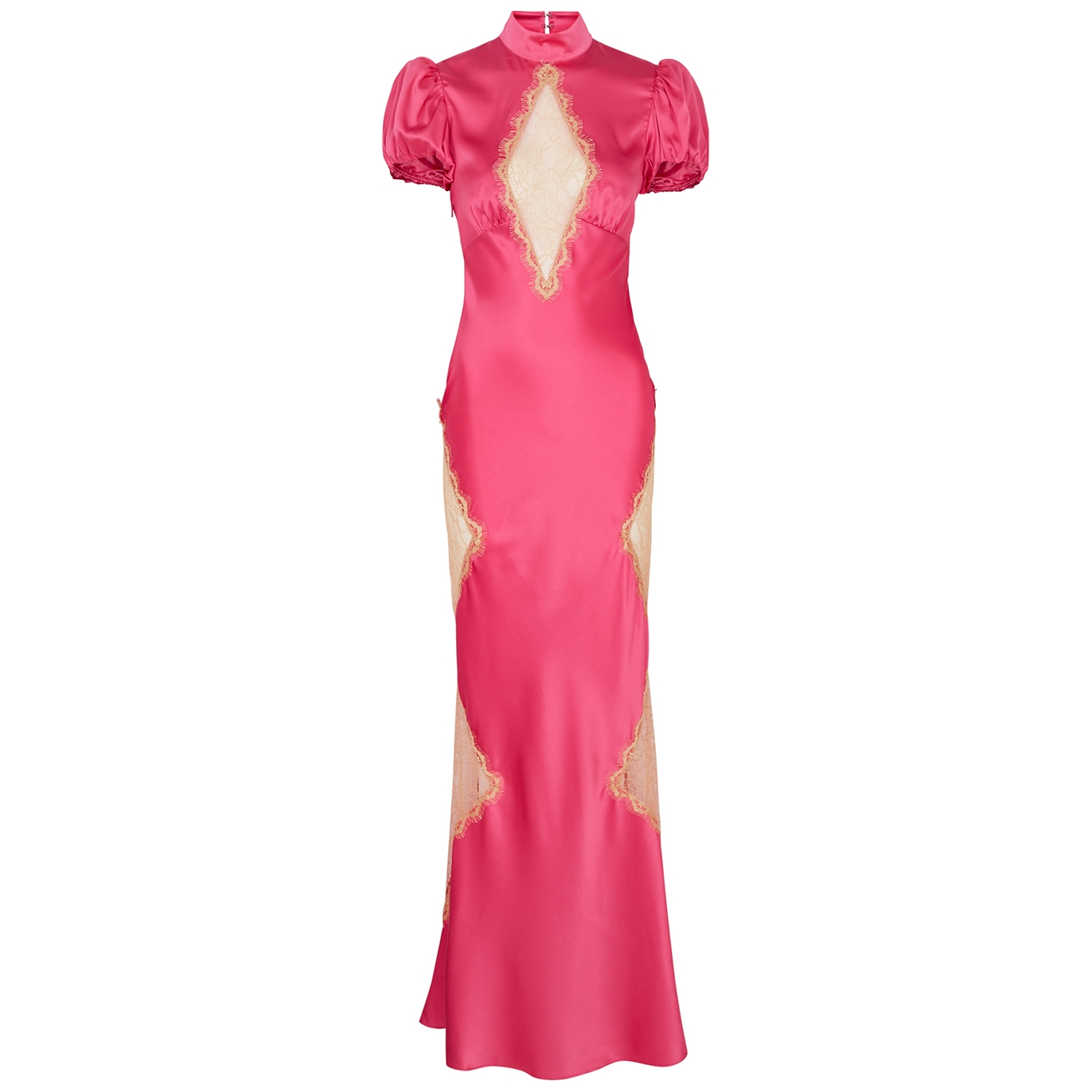 De La Vali Delilah Lace-panelled Stretch-silk Maxi Dress