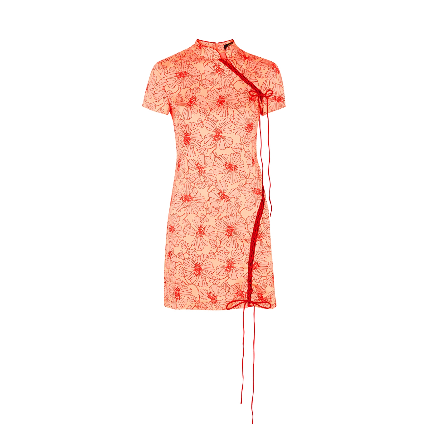 De La Vali Trapeze Floral-print Satin Mini Dress