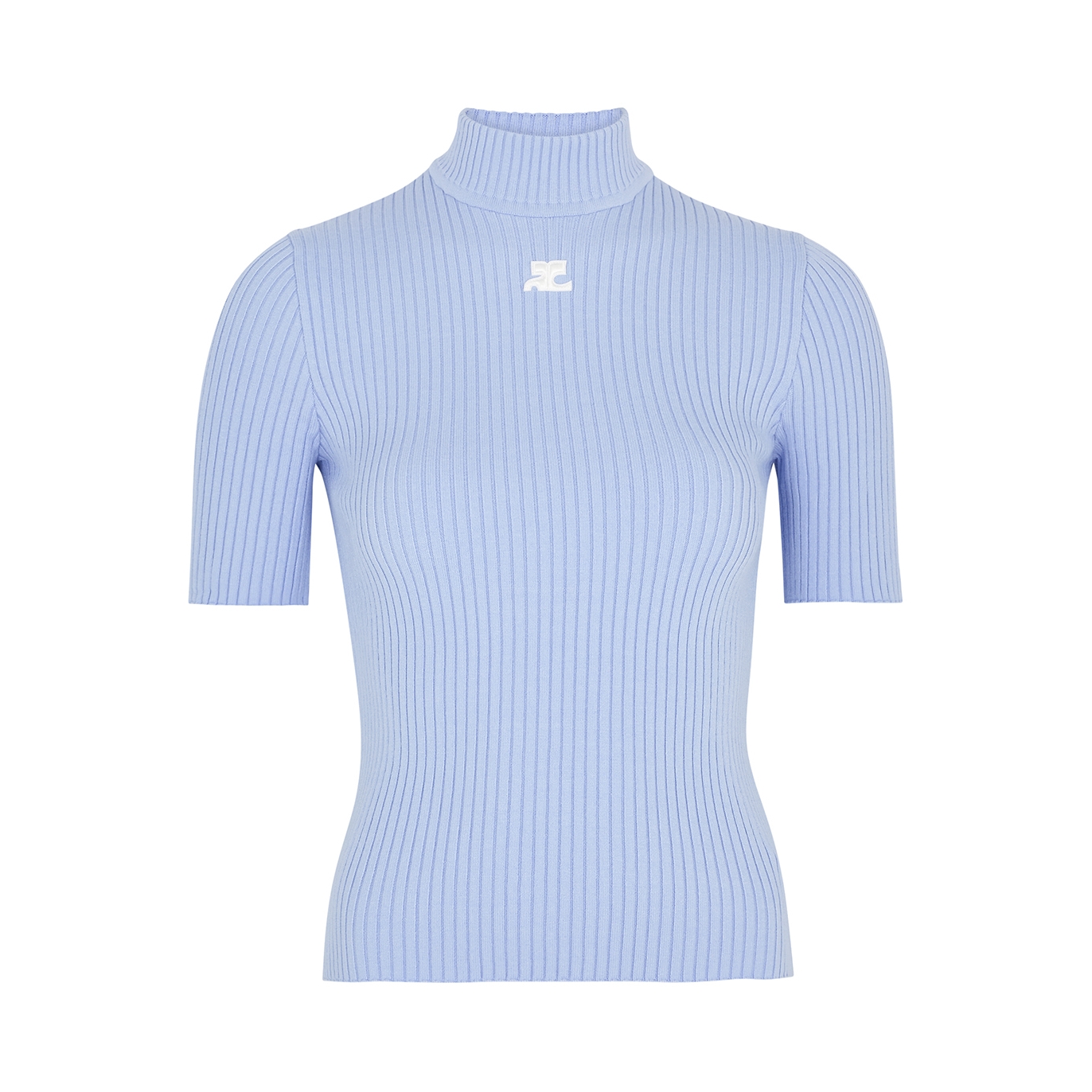 COURRÈGES LOGO RIBBED-KNIT TOP
