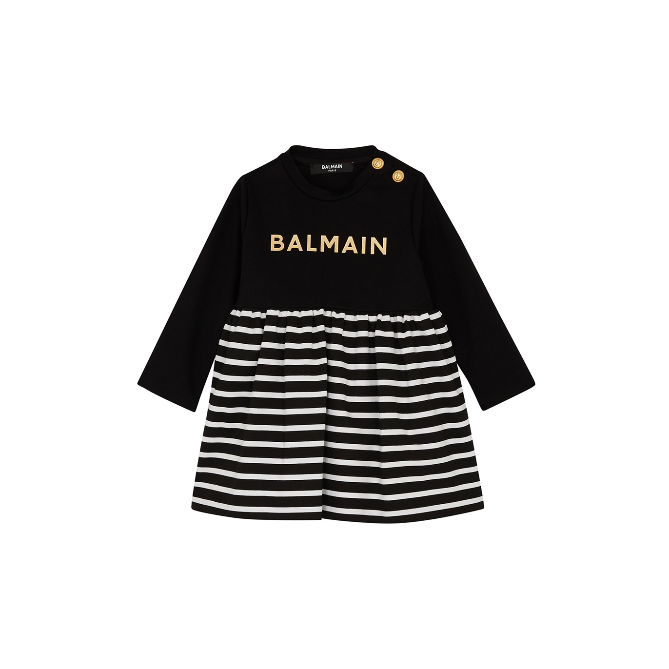 Balmain Kids Logo-print Striped Stretch-jersey Dress - Black - 18 Months