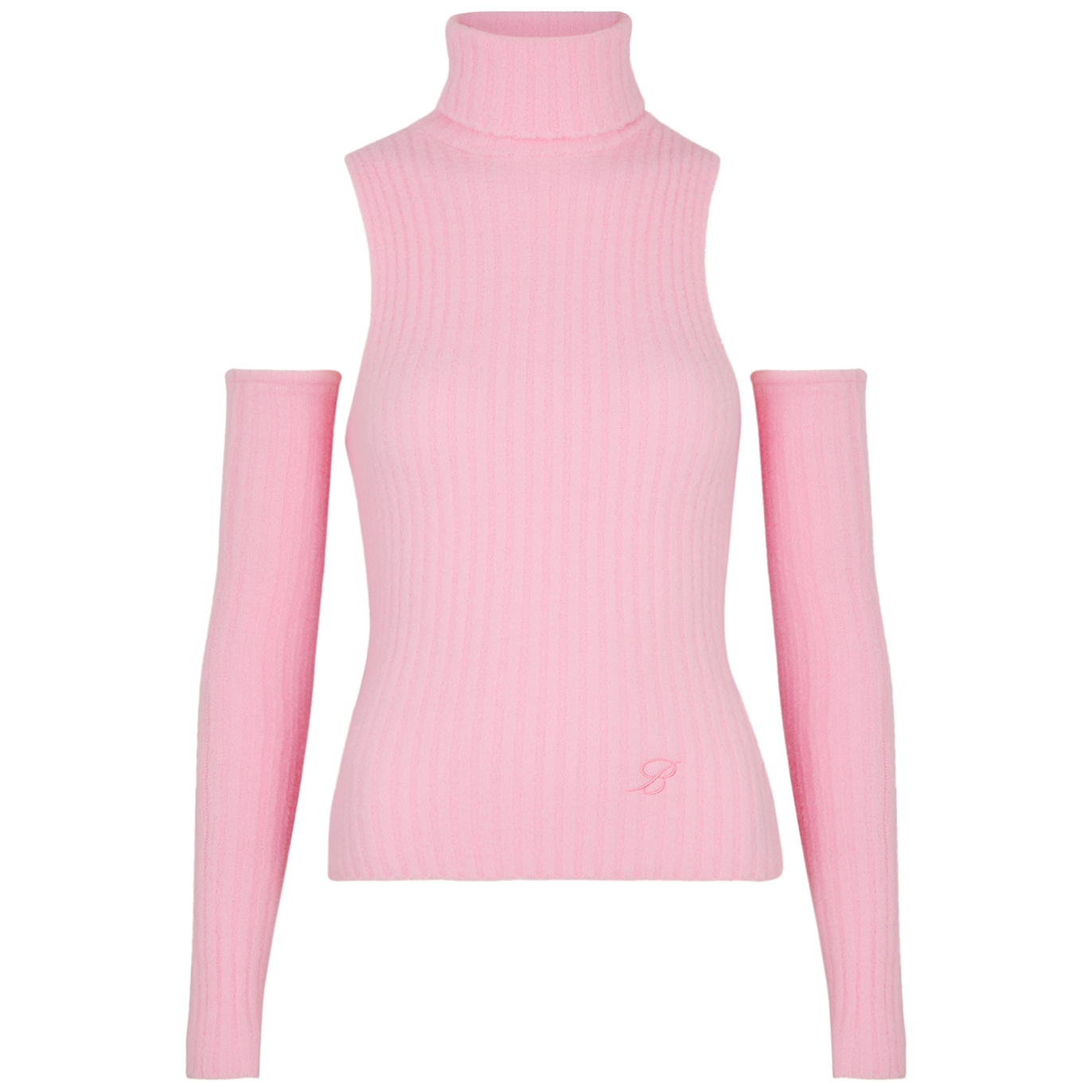 Blumarine Ribbed Brushed-knit Top - Pink - M