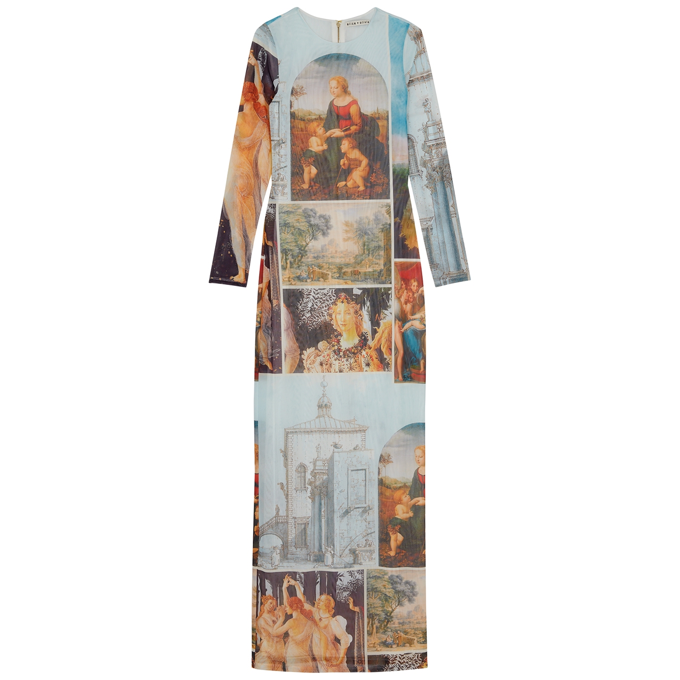 Alice And Olivia Delora Printed Mesh Maxi Dress In Multicoloured