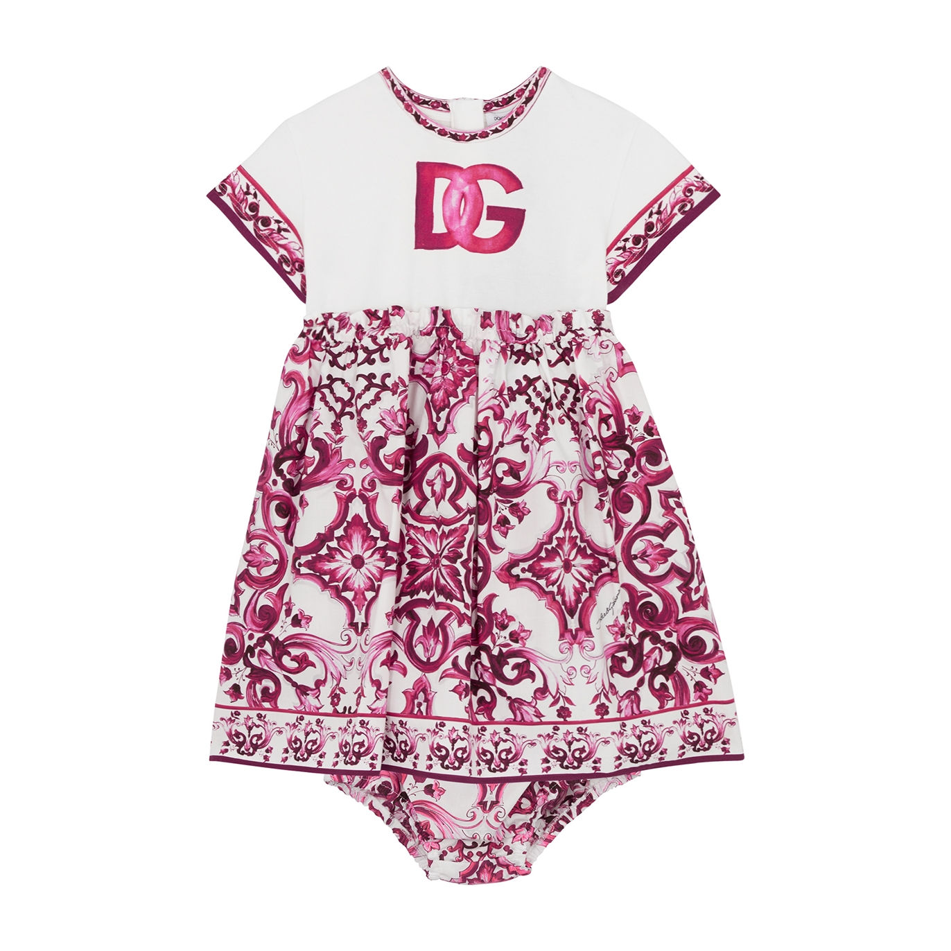 DOLCE & GABBANA KIDS PRINTED STRETCH-COTTON DRESS AND BLOOMERS SET