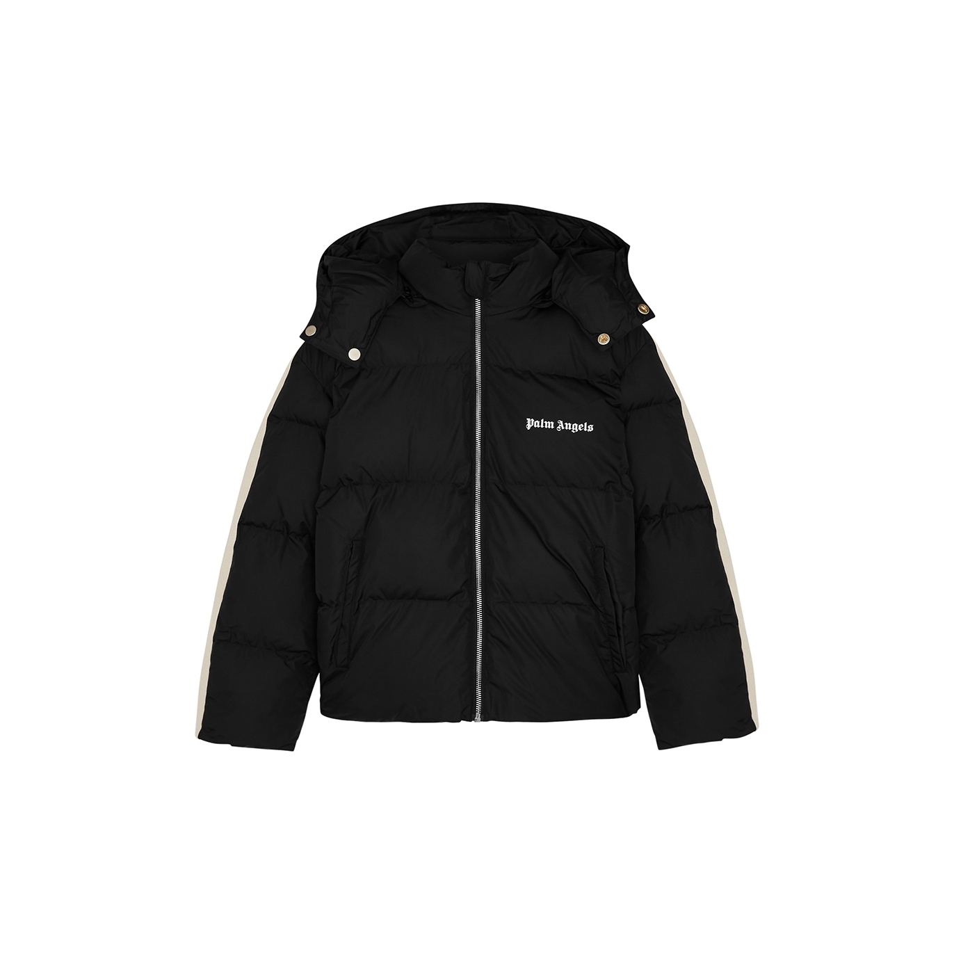 Palm Angels Kids Quilted Striped Shell Jacket - Black