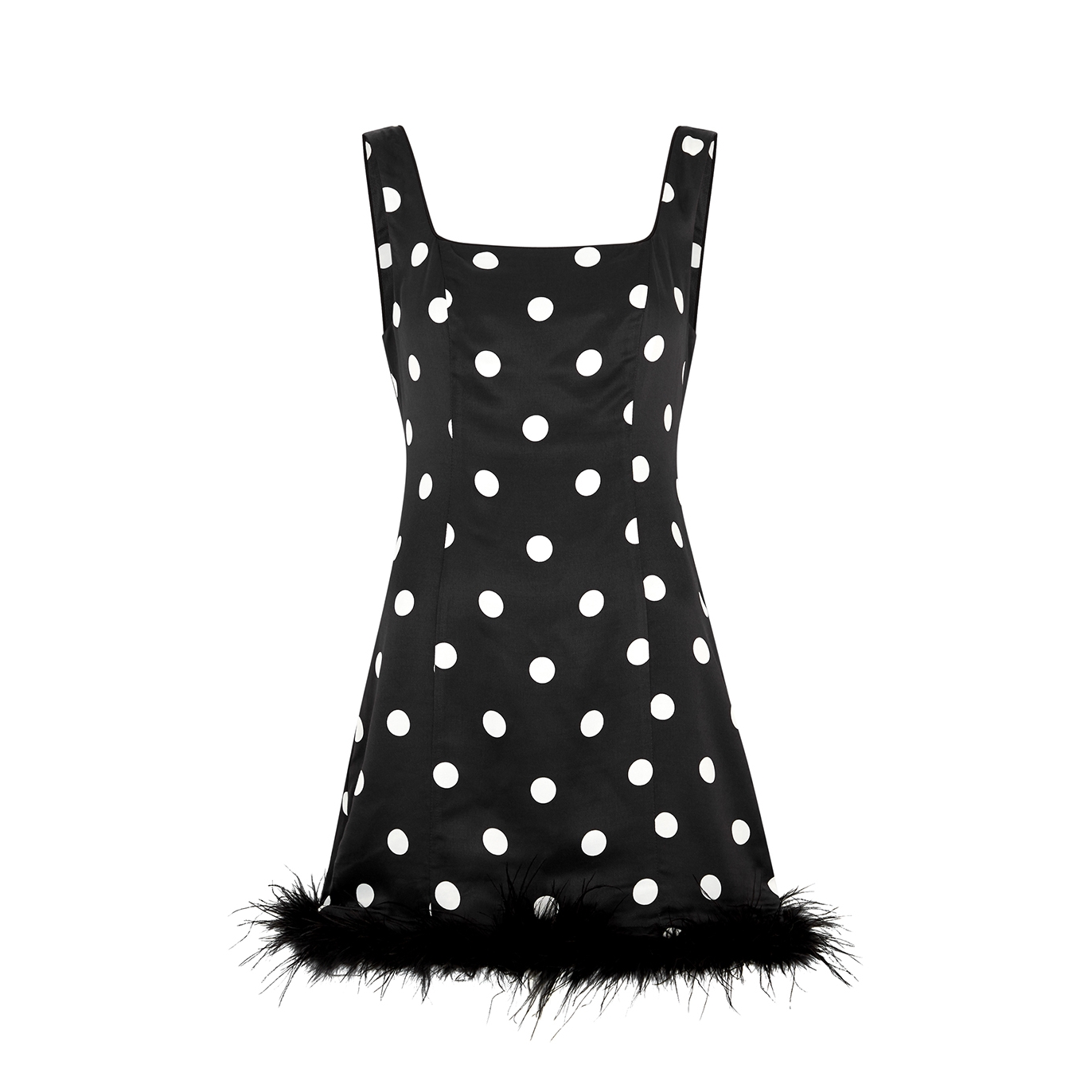 Kitri Edina Polka-dot Satin Mini Dress - Black And White - 8