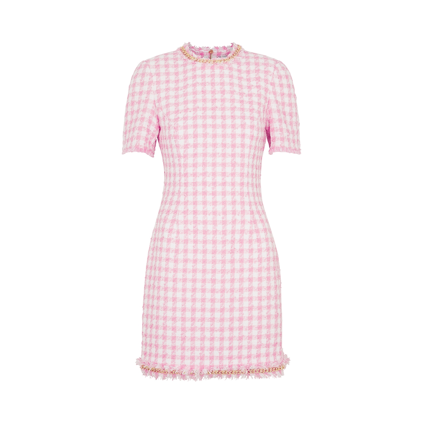 Rebecca Vallance Checked Tweed Mini Dress - Pink And White - 8