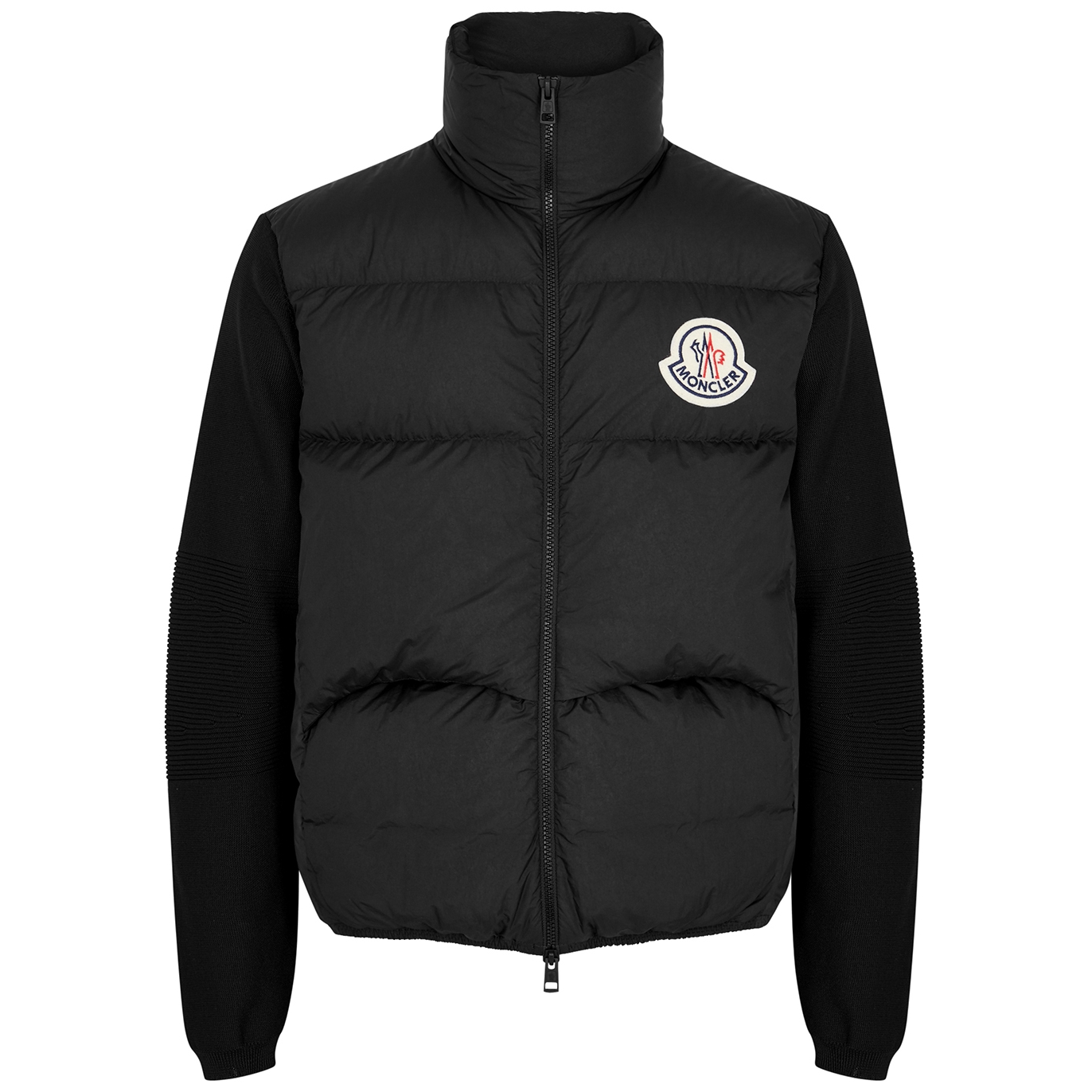 Moncler Quilted Shell And Ribbed-knit Jacket - Black - S