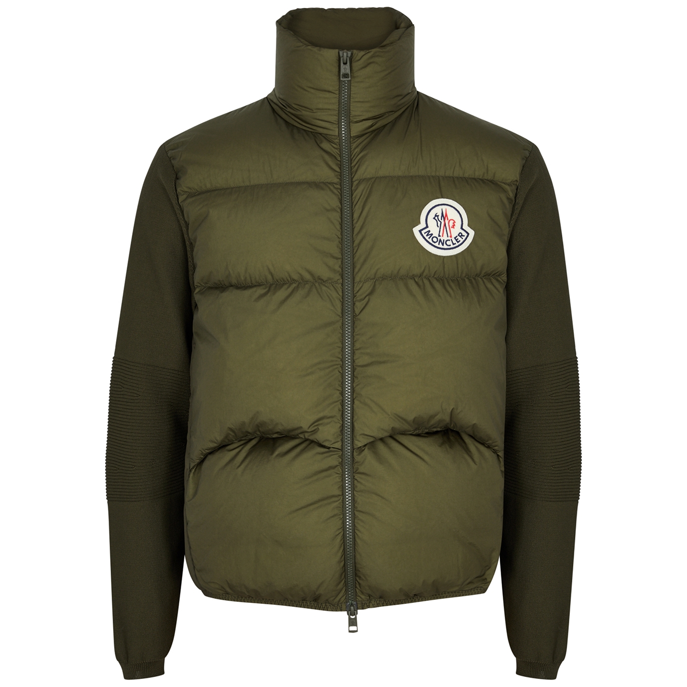 Moncler Quilted Shell And Ribbed-knit Jacket - Khaki - L