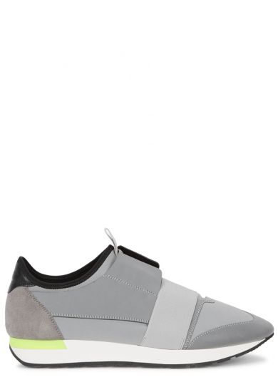 BALENCIAGA RACE RUNNERS LEATHER-TRIMMED TRAINERS
