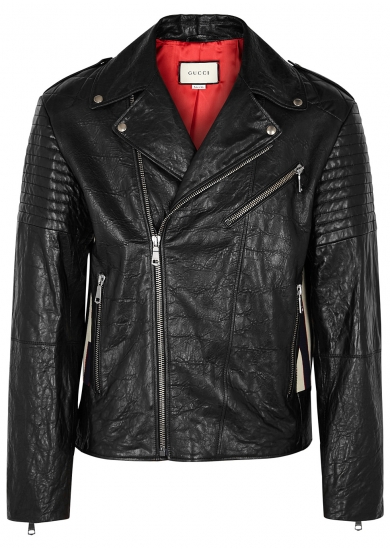 GUCCI Black leather biker jacket