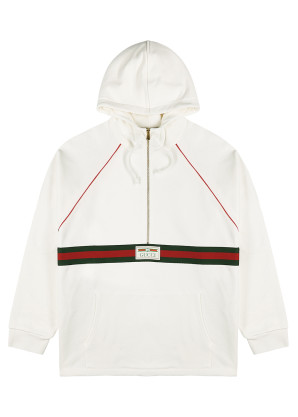Gucci White hooded cotton sweatshirt 