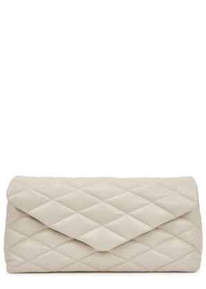 Saint Laurent Sade Puffer ivory quilted leather clutch 
