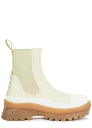 Stella McCartney Trace 40 cream faux leather Chelsea boots