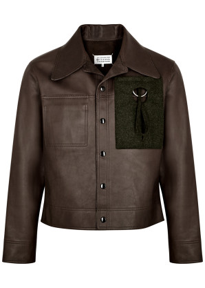 Maison Margiela Dark brown reversible leather jacket 