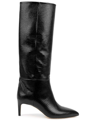 Paris Texas 60 black lizard-effect leather knee-high boots