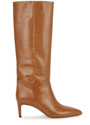 Paris Texas 60 brown lizard-effect leather knee-high boots
