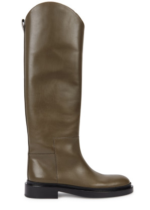 Jil Sander Olive leather knee-high boots 