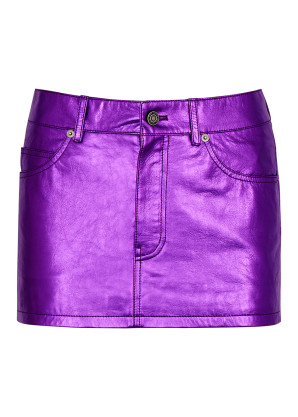 Saint Laurent Metallic purple leather mini skirt 