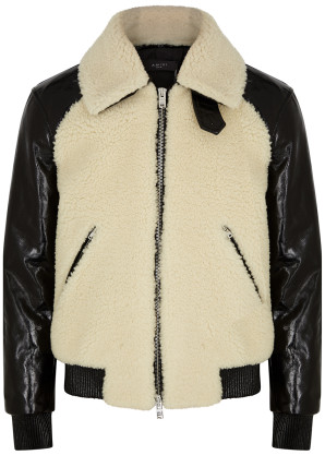 Amiri Cream shearling and leather jacket