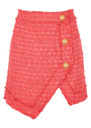 Balmain Pink bouclé tweed mini skirt