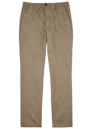 Oliver Spencer Morefields taupe straight-leg wool trousers
