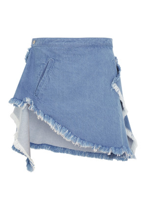 MARQUES’ ALMEIDA Blue asymmetric denim mini skirt 