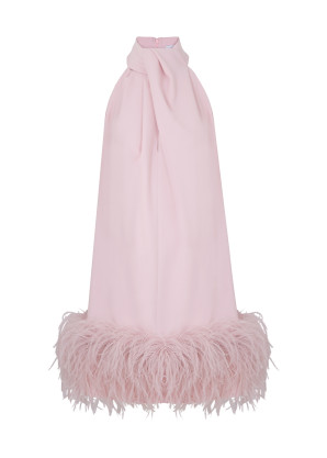 16 Arlington Cynthia pink feather-trimmed mini dress