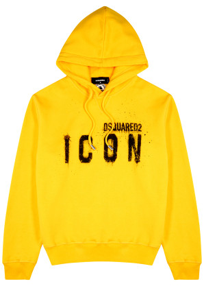 Dsquared2 Icon yellow hooded cotton sweatshirt