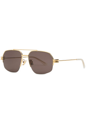 Bottega Veneta U Lock gold-tone aviator-style sunglasses