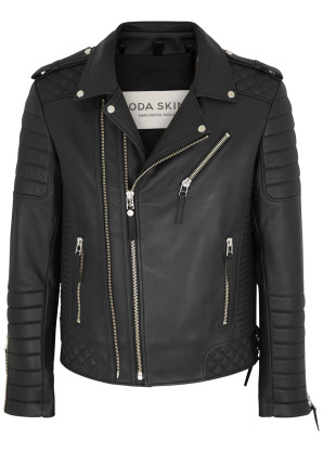 BODA SKINS Kay Michaels black leather biker jacket