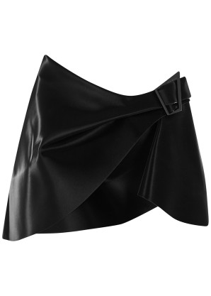 Mugler Black coated jersey mini skirt 