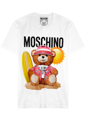 MOSCHINO White logo-print cotton T-shirt 