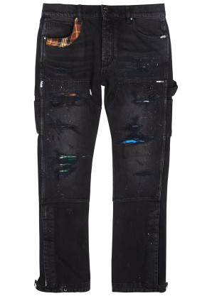Amiri Carpenter black distressed straight-leg jeans 