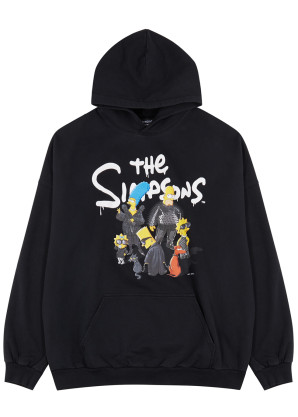Balenciaga X The Simpsons black printed cotton sweatshirt