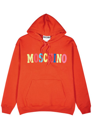 Moschino Orange logo hooded cotton sweatshirt