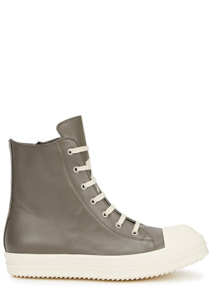 Rick Owens Scarpe taupe leather hi-top sneakers 