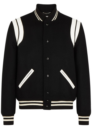 Saint Laurent Black wool-blend bomber jacket