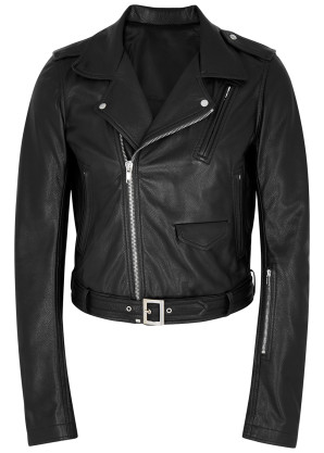 Rick Owens Lukes black leather biker jacket 