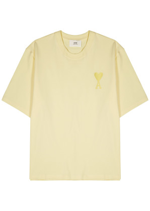AMI Paris Yellow logo-embroidered cotton T-shirt