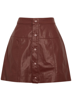 Free People Maisie burgundy vegan leather mini skirt