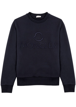 Moncler Navy logo-embroidered cotton sweatshirt