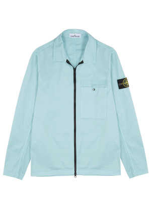 Stone Island Turquoise brushed stretch-cotton overshirt