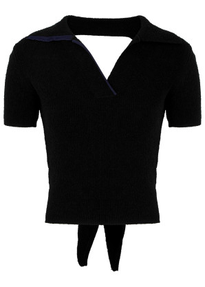 Jacquemus Le Polo Bagnu black knitted polo top