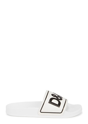 Dolce & Gabbana KIDS White logo rubber sliders (IT38)