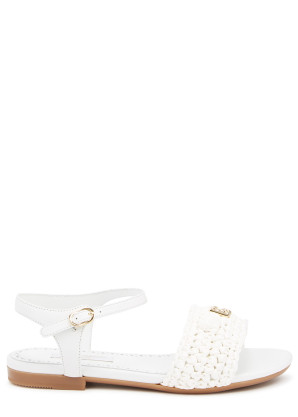 Dolce & Gabbana KIDS White leather and raffia sandals (IT30-IT34)