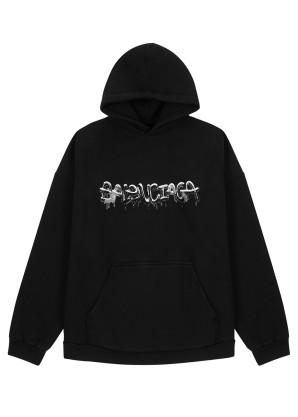 Balenciaga Black logo hooded jersey sweatshirt 