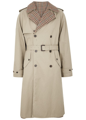 Balenciaga Taupe reversible cotton and wool trench coat 