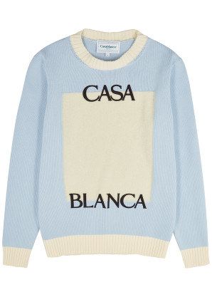 CASABLANCA Two-tone logo knitted cotton jumper 