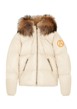ARCTIC ARMY KIDS Sand fur-trimmed quilted shell jacket